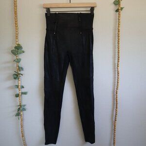 Spanx Black Sheen Double Zipper Leggings Size Medium